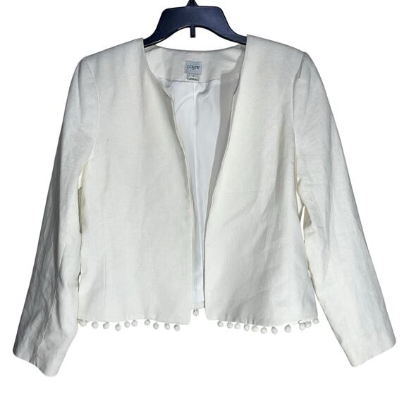 J. Crew Cropped Blazer Linen Blend Pom Pom - Picture 6 of 14